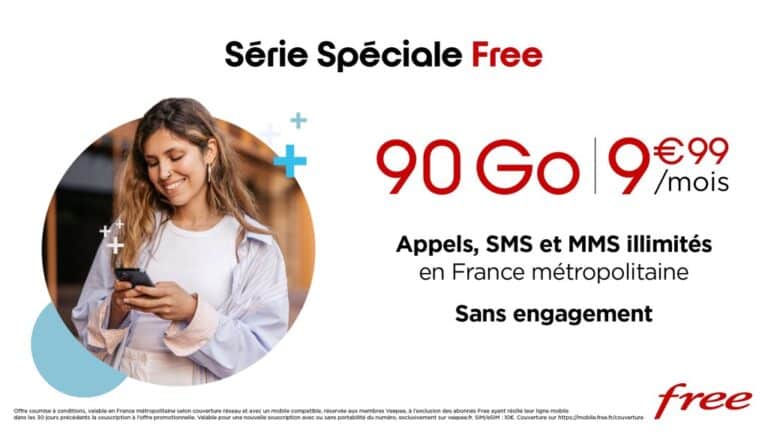 Free Mobile : détails du forfait 90 Go en promotion en vente privée chez Veepee (avril / mai 2024)